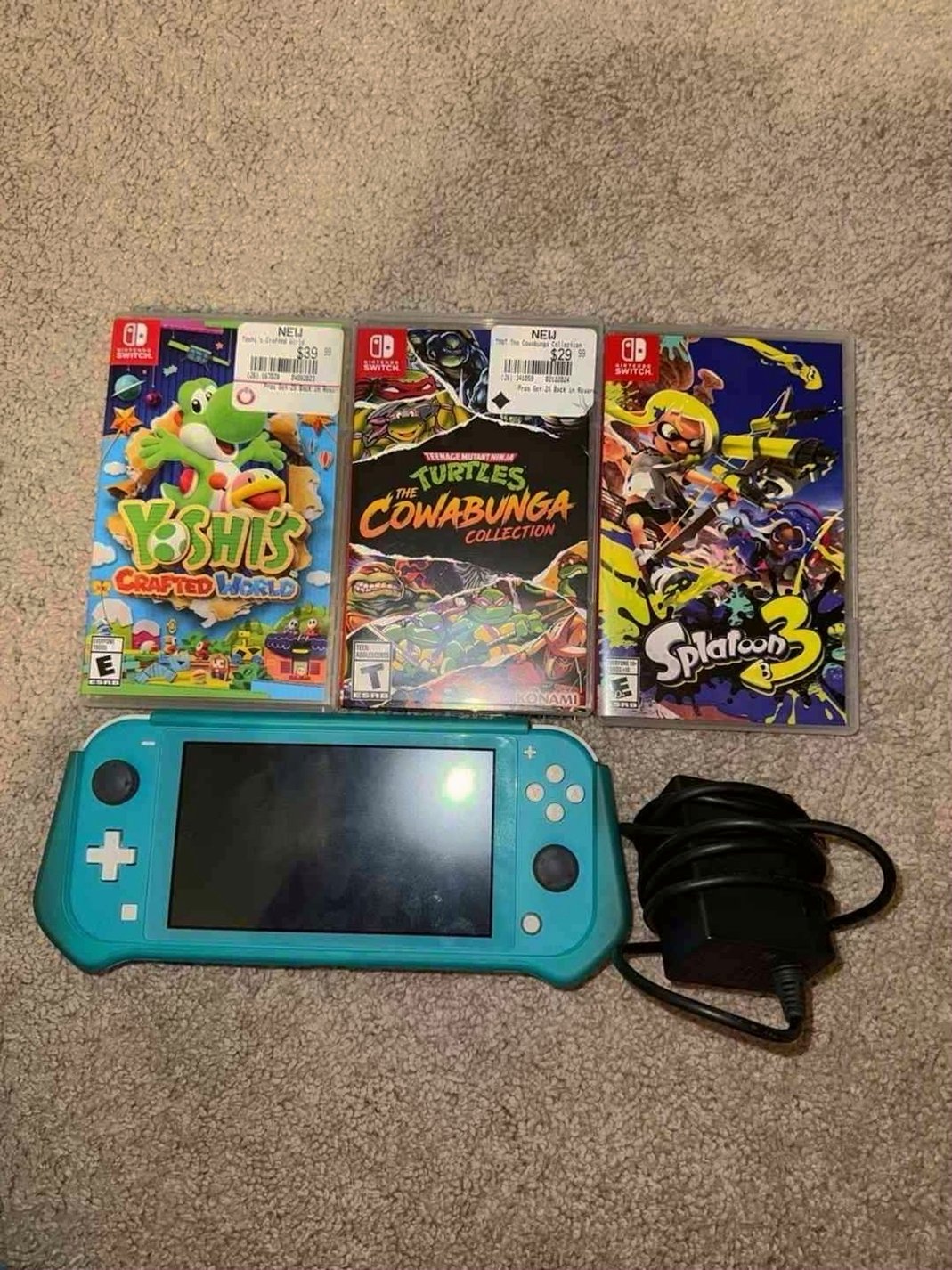 Nintendo Switch Lite Teal Blue Bundle with Games - Used