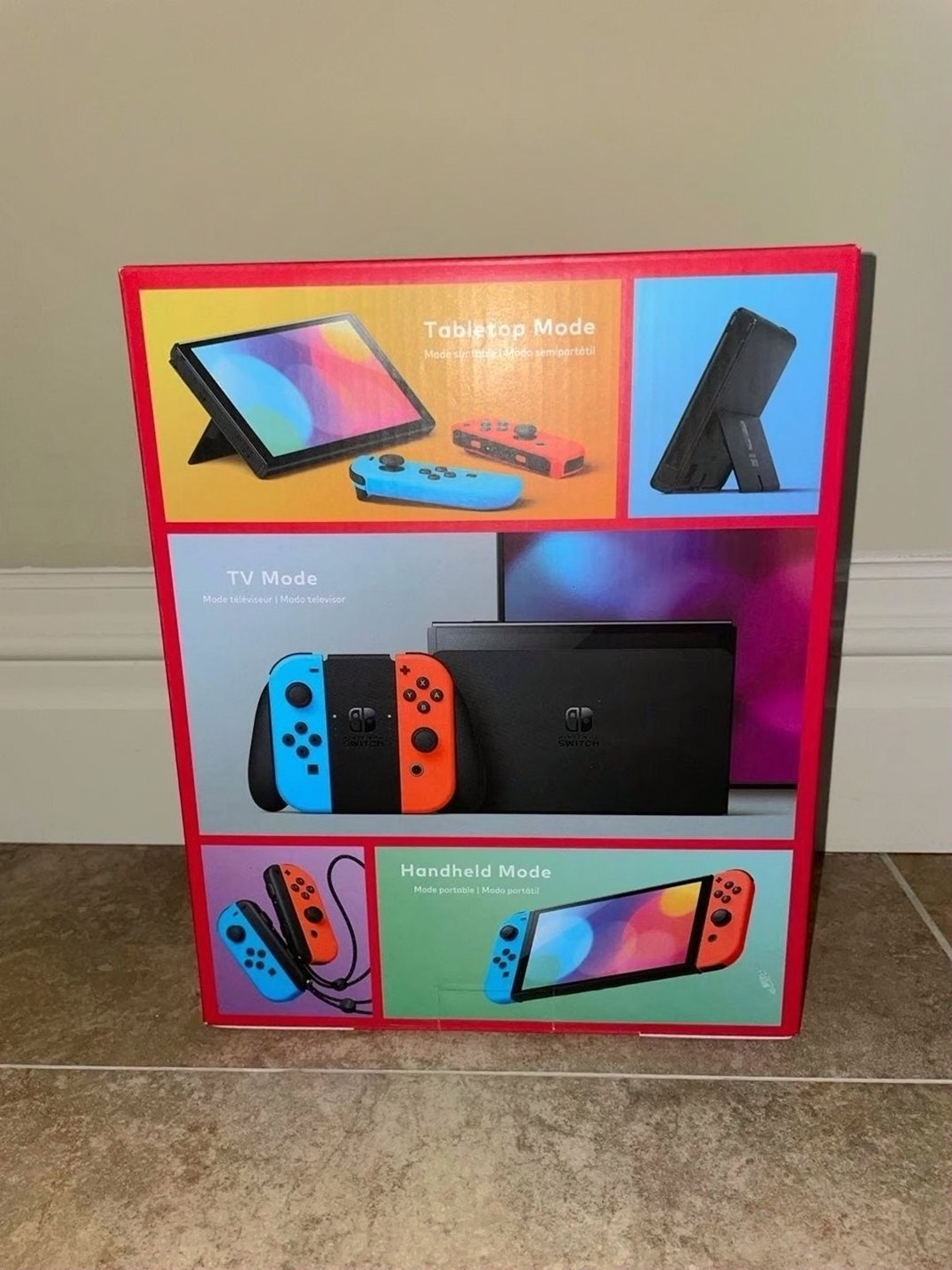 Nintendo Switch OLED Model Neon Blue/Neon Red Unlocked - Used image 3