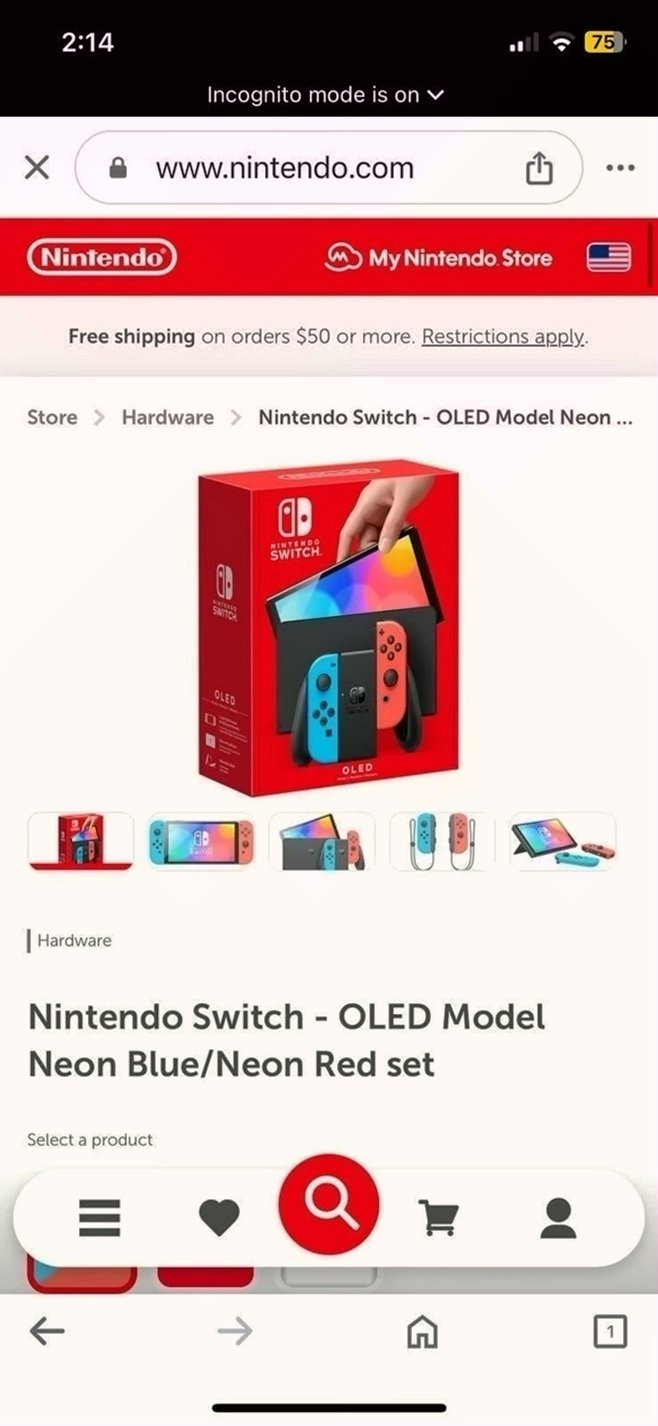 Nintendo Switch OLED Model Neon Blue/Neon Red Unlocked - Used image 4