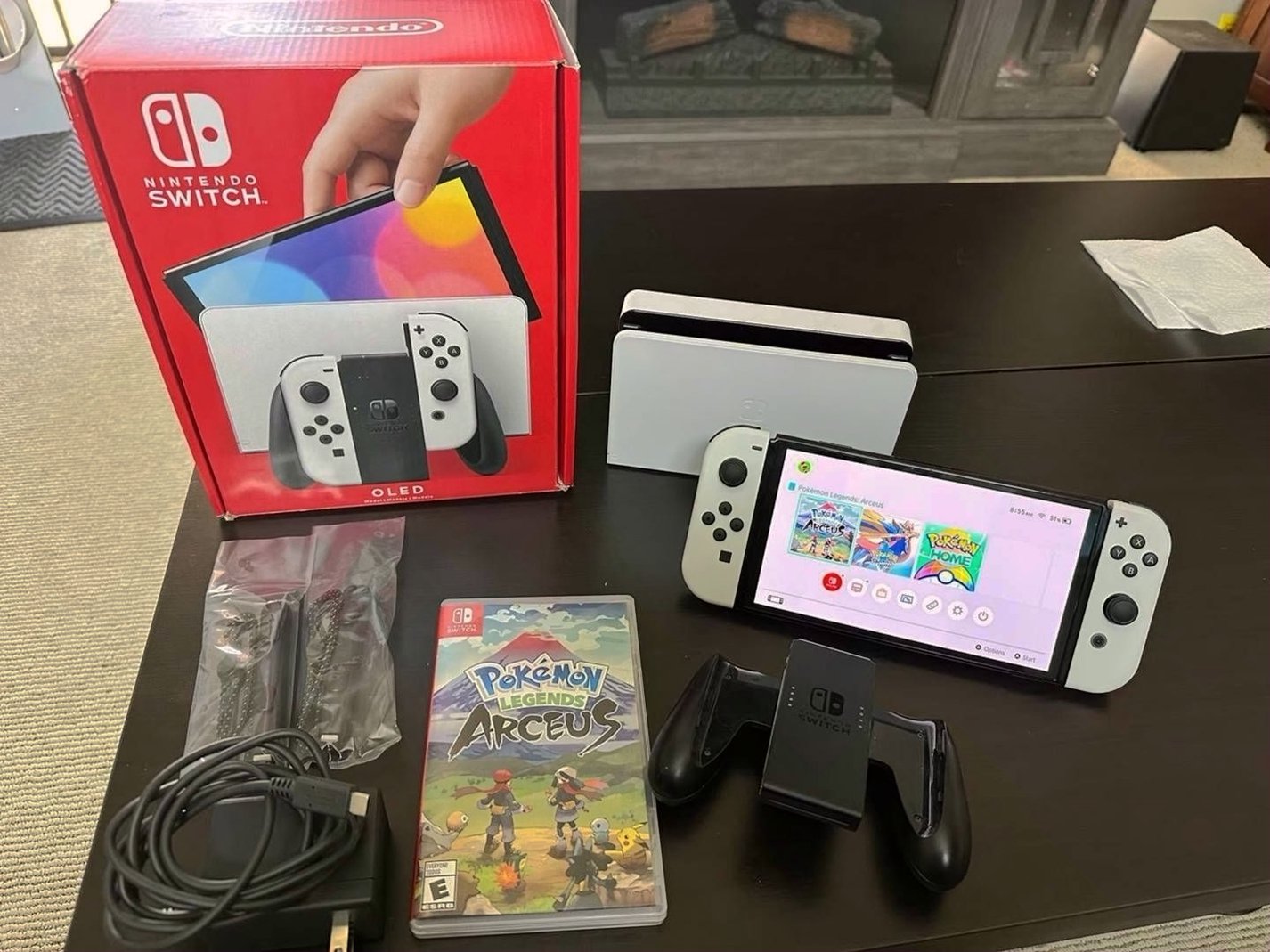 Nintendo Switch OLED 1L32 White with Legends Arceus - Used image 2