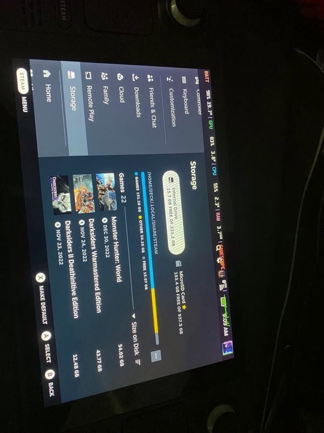 Valve Steam Deck 256GB Black Used image 3