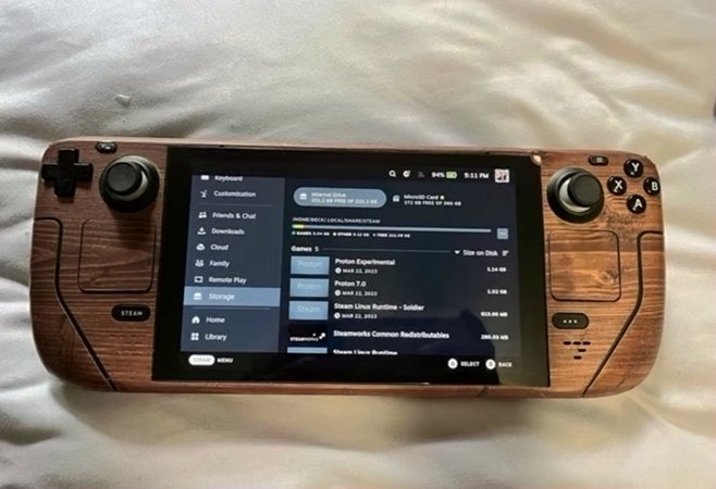 Valve Steam Deck 256GB Wood Grain Skin Unlocked - Used image 3