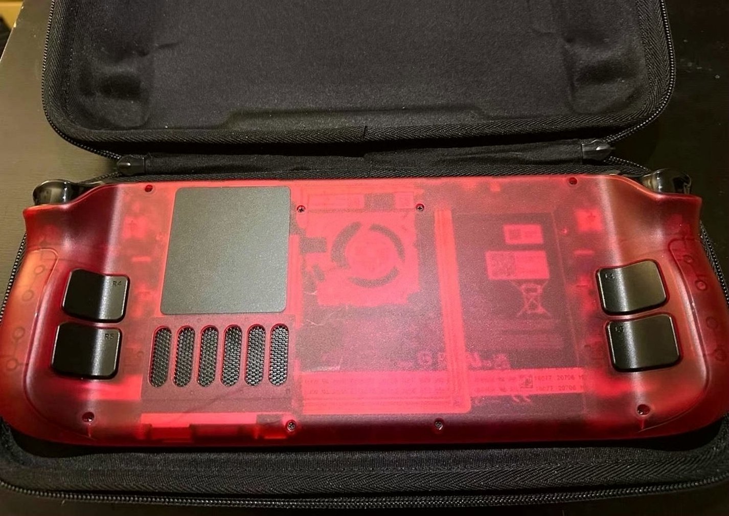 Valve Steam Deck 256GB Red Transparent Back Used image 2