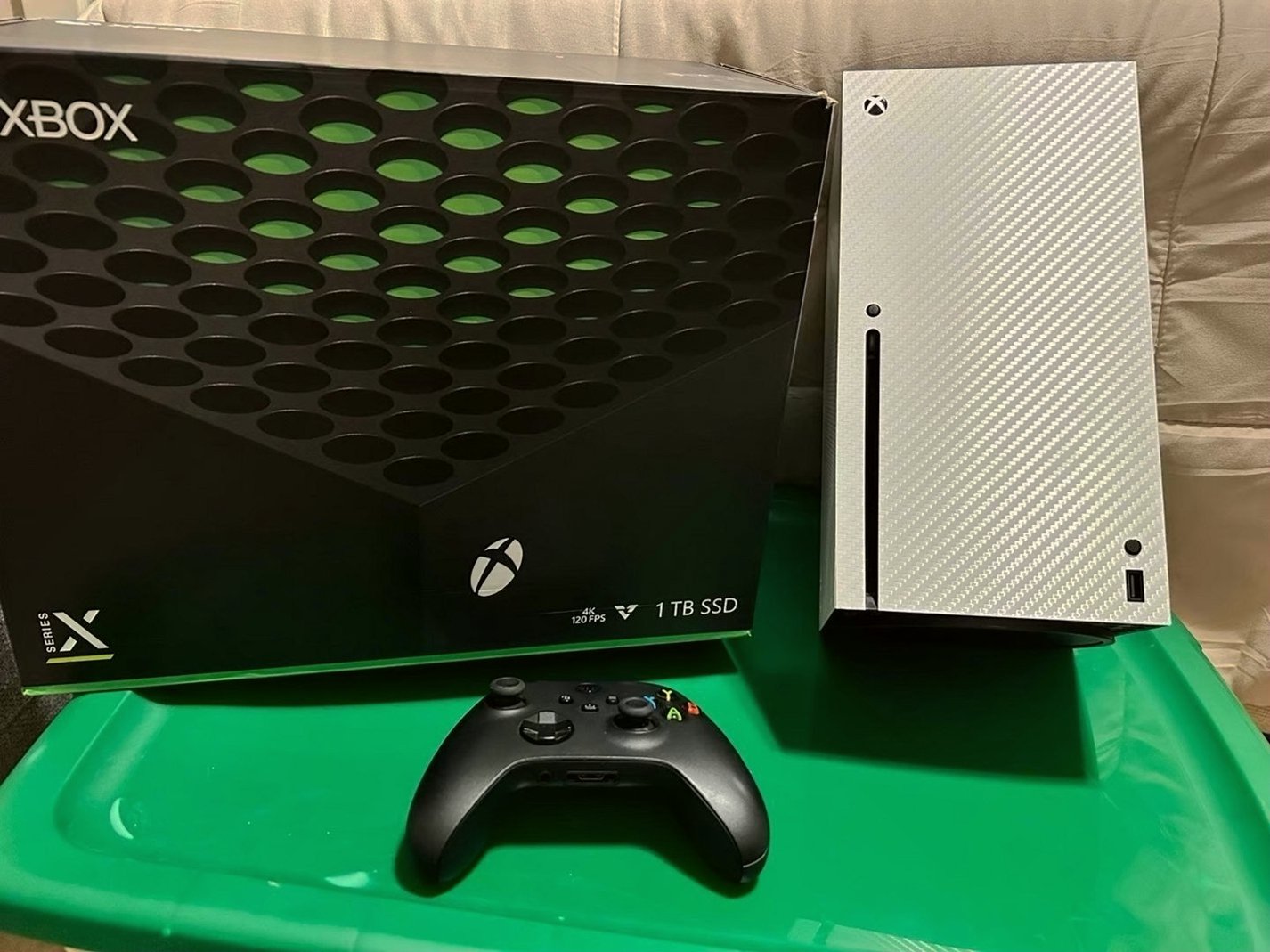 Microsoft Xbox Series X Console with White Carbon Fiber DBrand Wrap - Used