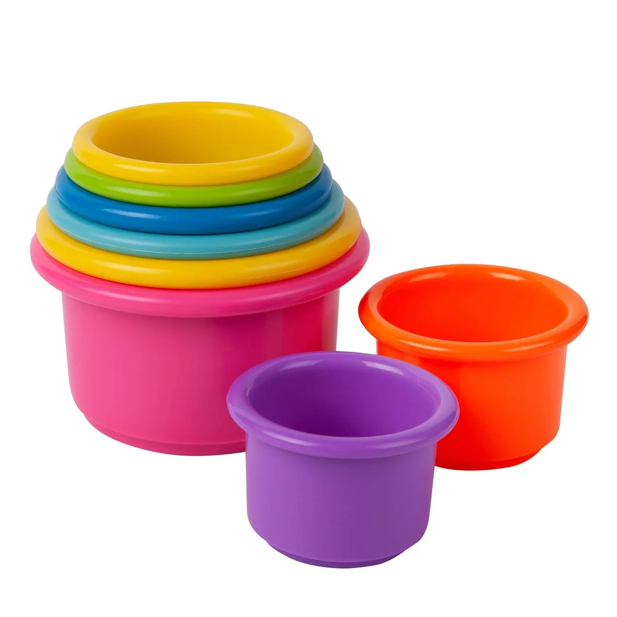 The First Years Stack & Count Stacking Cups Baby Bath Toys 8 Piece Set Plastic New