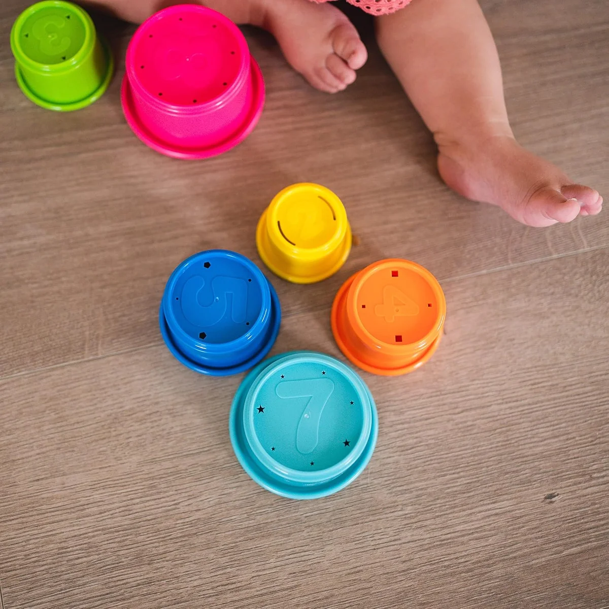 The First Years Stack & Count Stacking Cups Baby Bath Toys 8 Piece Set Plastic New image 2