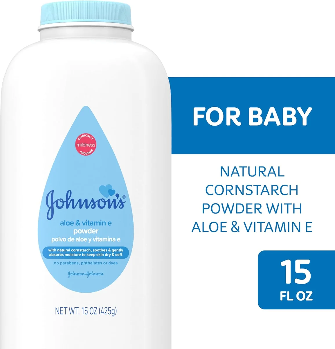 Johnson's Baby Baby Powder 28783 15 oz with Cornstarch, Aloe & Vitamin E White New image 4