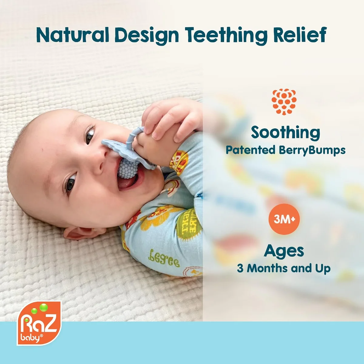 RAZBABY RaZberry Silicone Baby Teether Toy 009-RT Hands-Free BPA Free Red New image 2