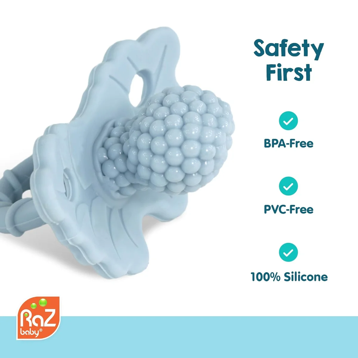 RAZBABY RaZberry Silicone Baby Teether Toy 009-RT Hands-Free BPA Free Red New image 4