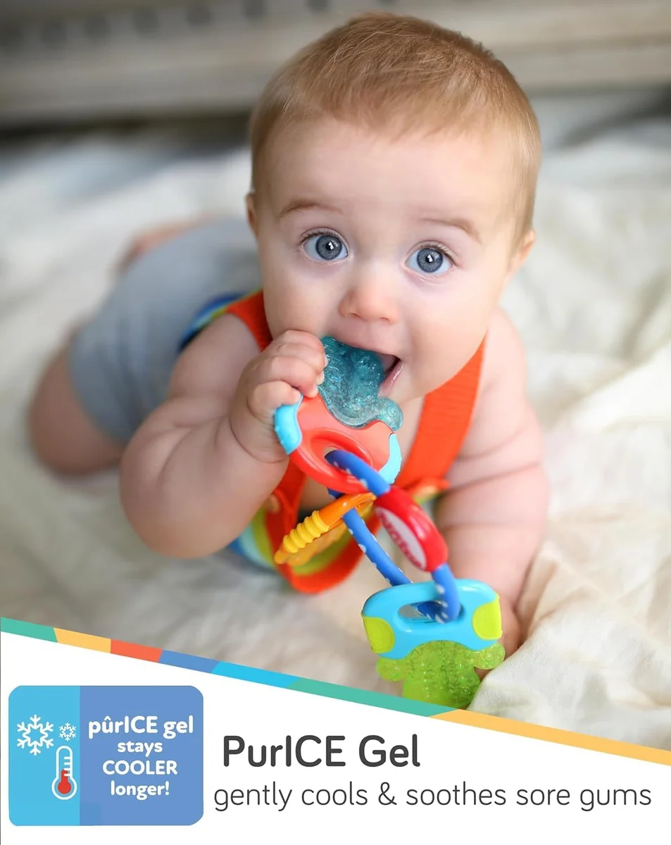 Nuby Ice Gel Teether Keys 600 Silicone Teething Toy Blue New image 2