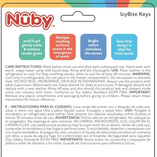 Nuby Ice Gel Teether Keys 600 Silicone Teething Toy Blue New image 4