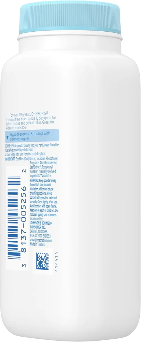Johnson's Baby Cornstarch Baby Powder 100525607 Aloe & Vitamin E 1.5 oz Hypoallergenic New image 4