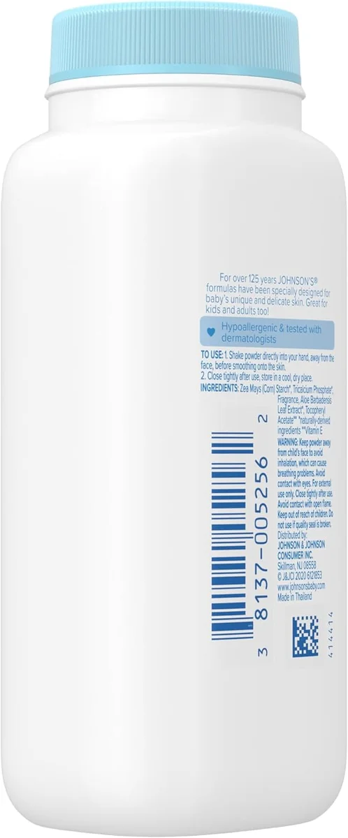 Johnson's Baby Cornstarch Baby Powder 100525607 Aloe & Vitamin E 1.5 oz Hypoallergenic New image 5