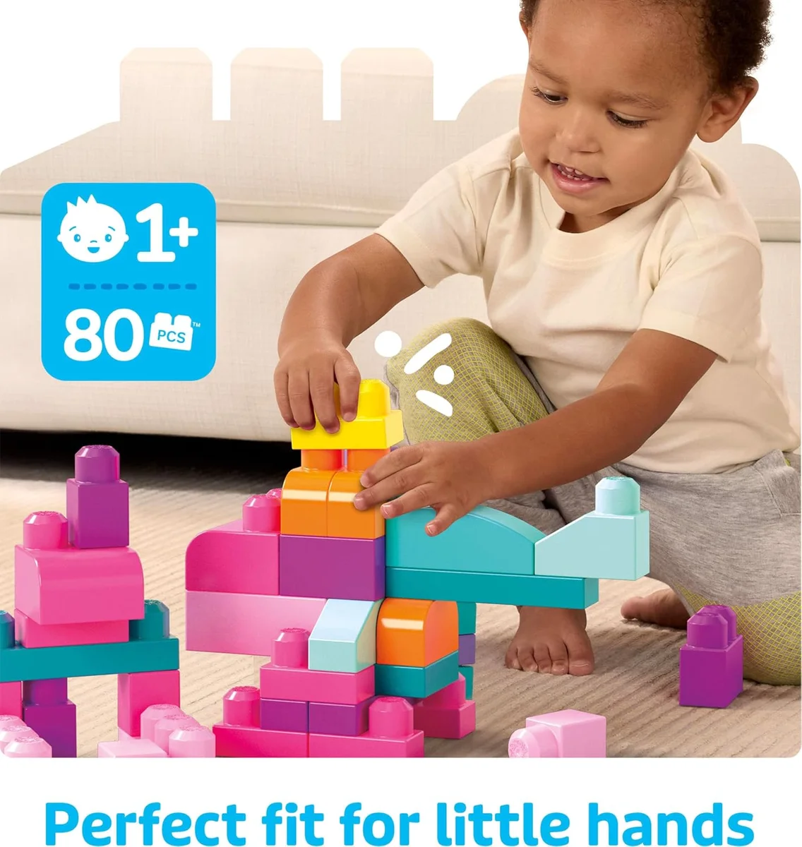 Mega Bloks First Builders Big Building Bag 80 Pieces Pink New image 5