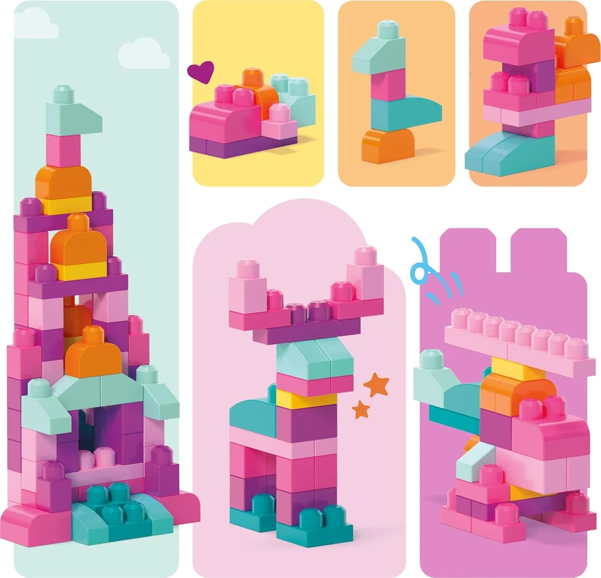Mega Bloks First Builders Big Building Bag 80 Pieces Pink New image 8
