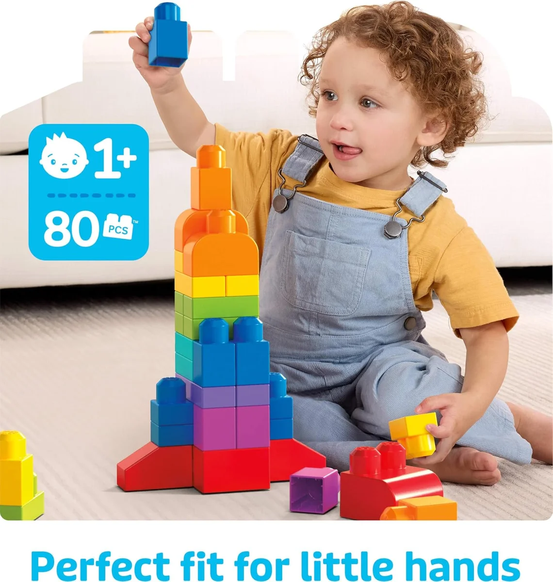 Mega Bloks First Builders Toddler Blocks Toys Set 80 Pieces Blue New image 3