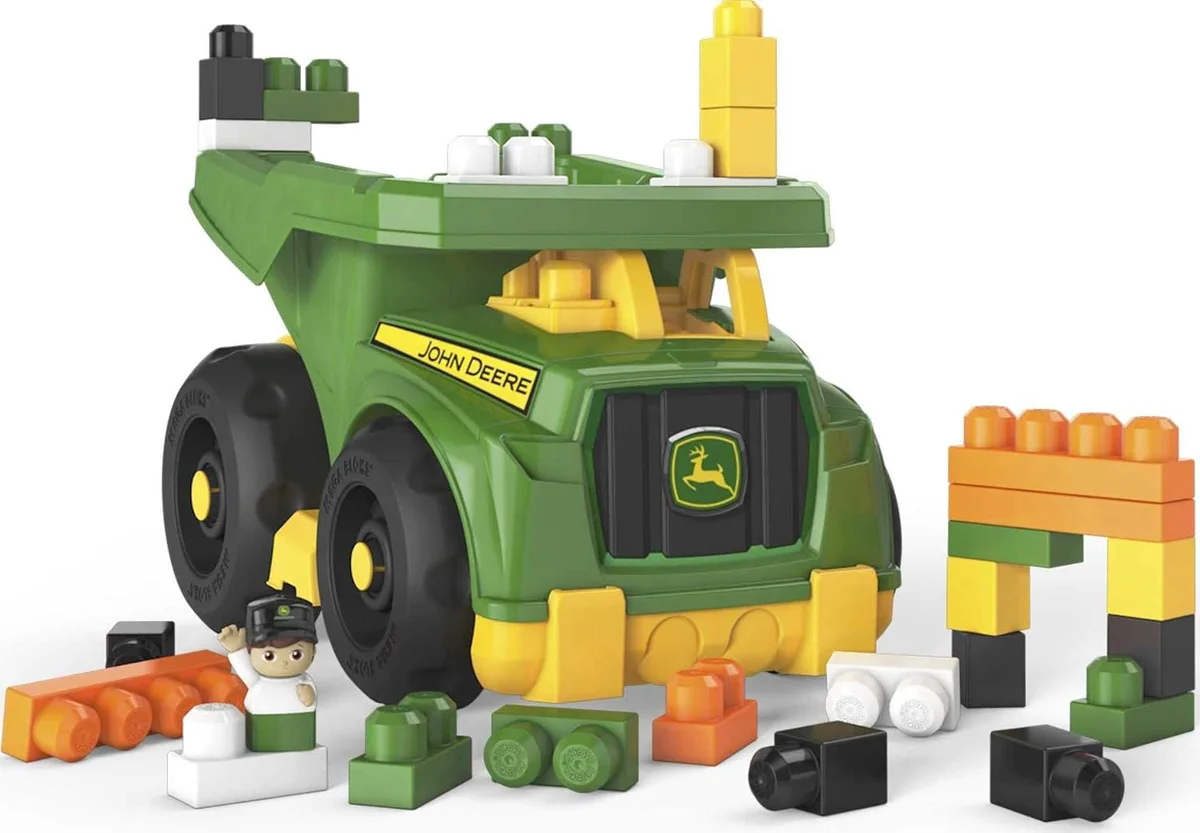 Mega Brands John Deere Dump Truck Building Set 25 Pieces Multicolor New