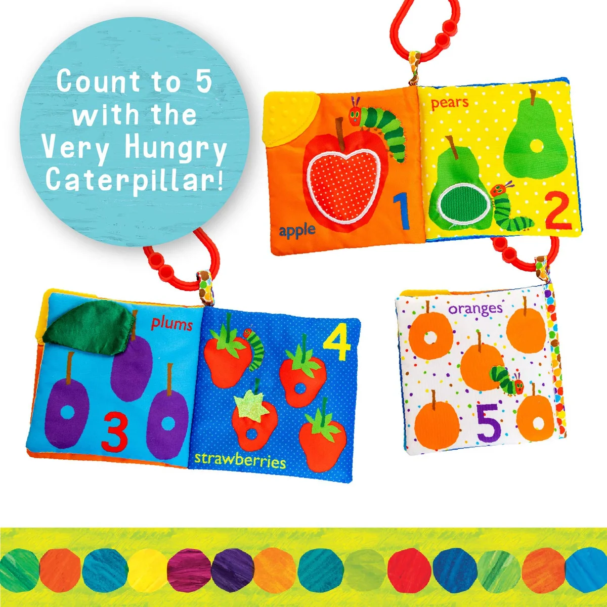 KIDS PREFERRED Let's Count Soft Book 55150 Teething Crinkle Sensory Polyester The Very Hungry Caterpillar New image 2