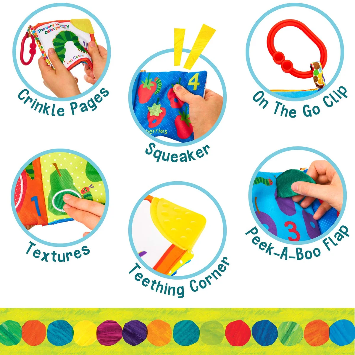 KIDS PREFERRED Let's Count Soft Book 55150 Teething Crinkle Sensory Polyester The Very Hungry Caterpillar New image 3