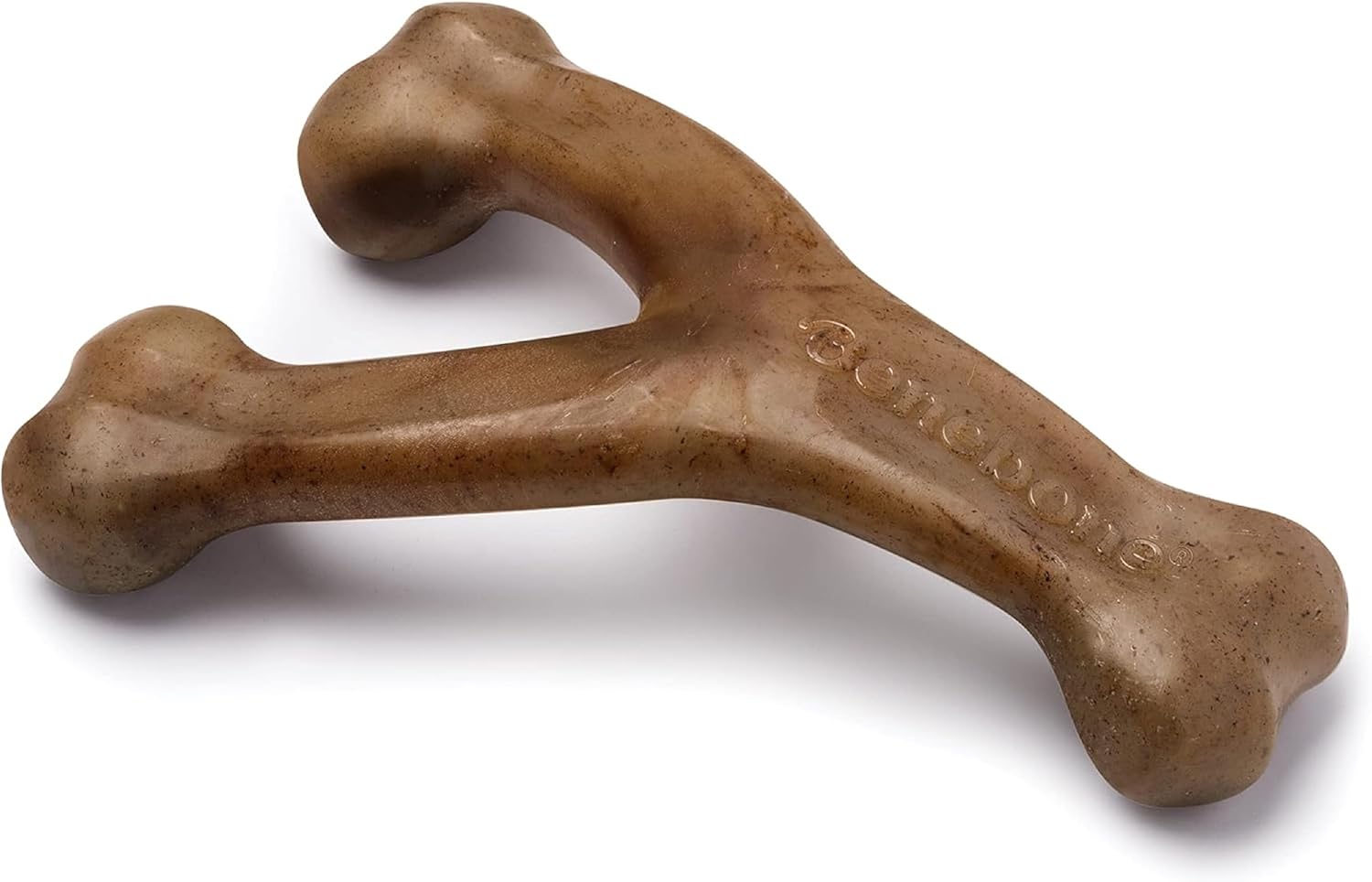 Benebone Wishbone Durable Dog Chew Toy Medium Real Bacon Brown New