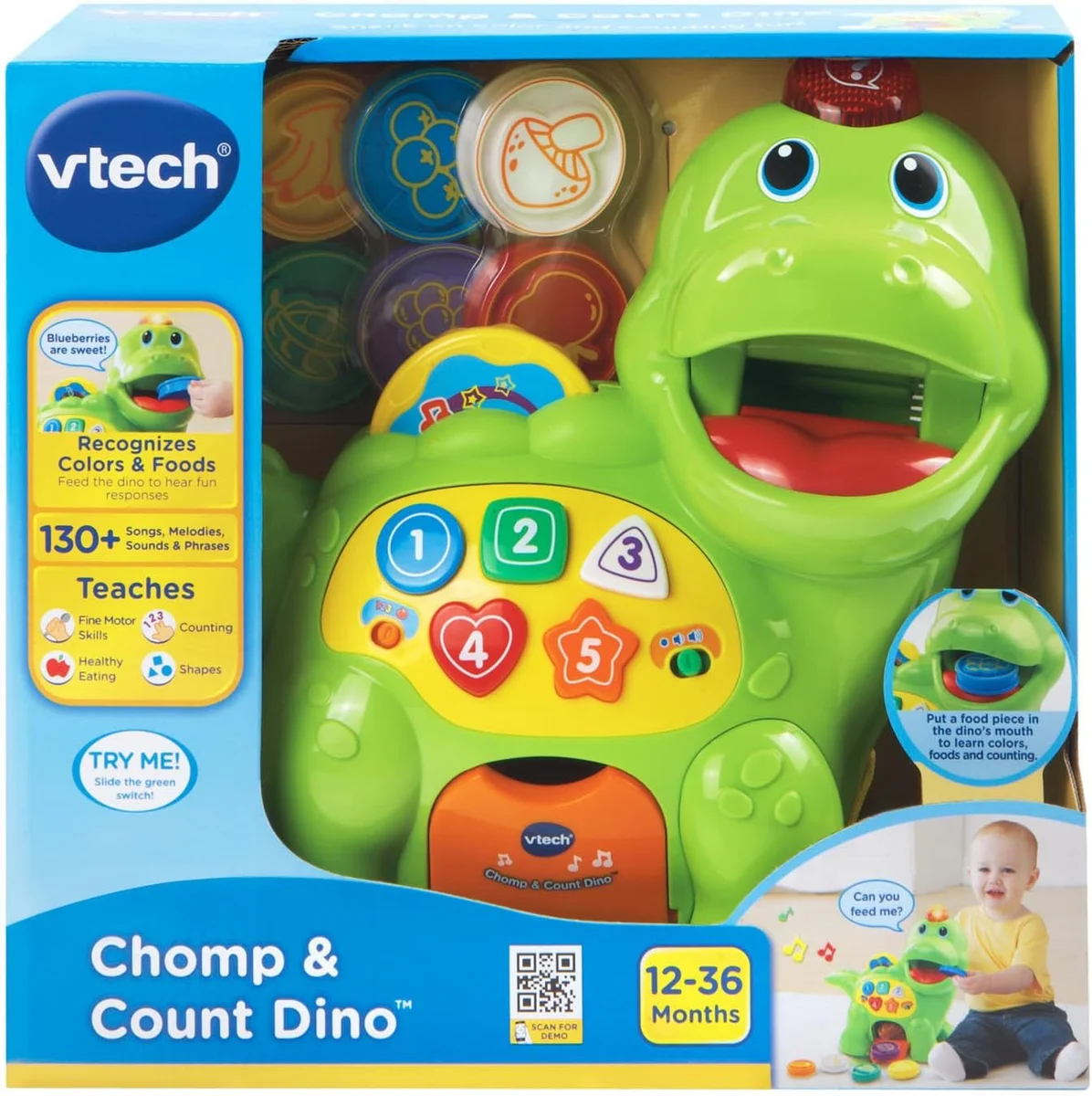 VTech Chomp and Count Dino 80-157700 Learning Toy Green New image 7