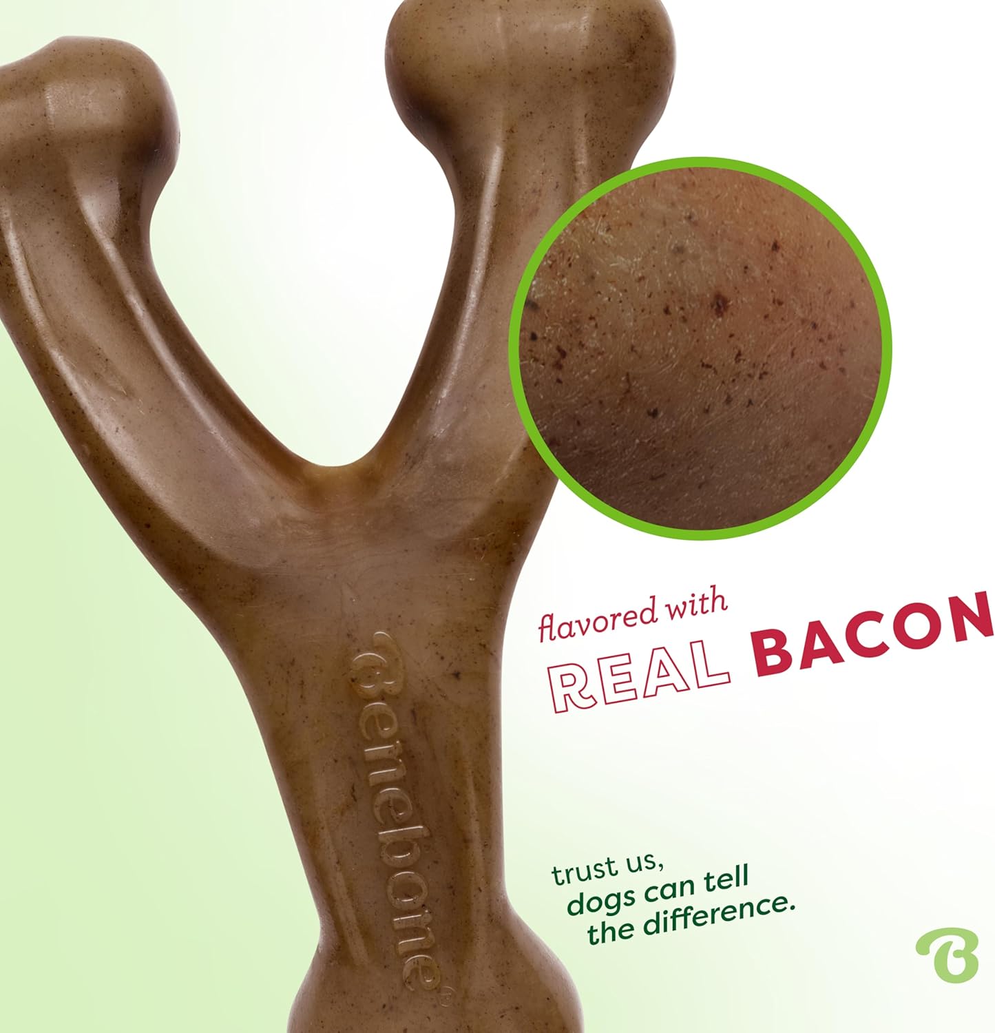 Benebone Wishbone Durable Dog Chew Toy Medium Real Bacon Brown New image 2