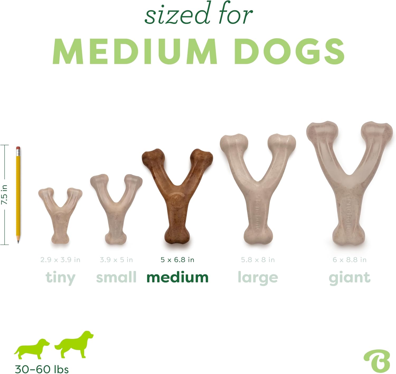 Benebone Wishbone Durable Dog Chew Toy Medium Real Bacon Brown New image 4