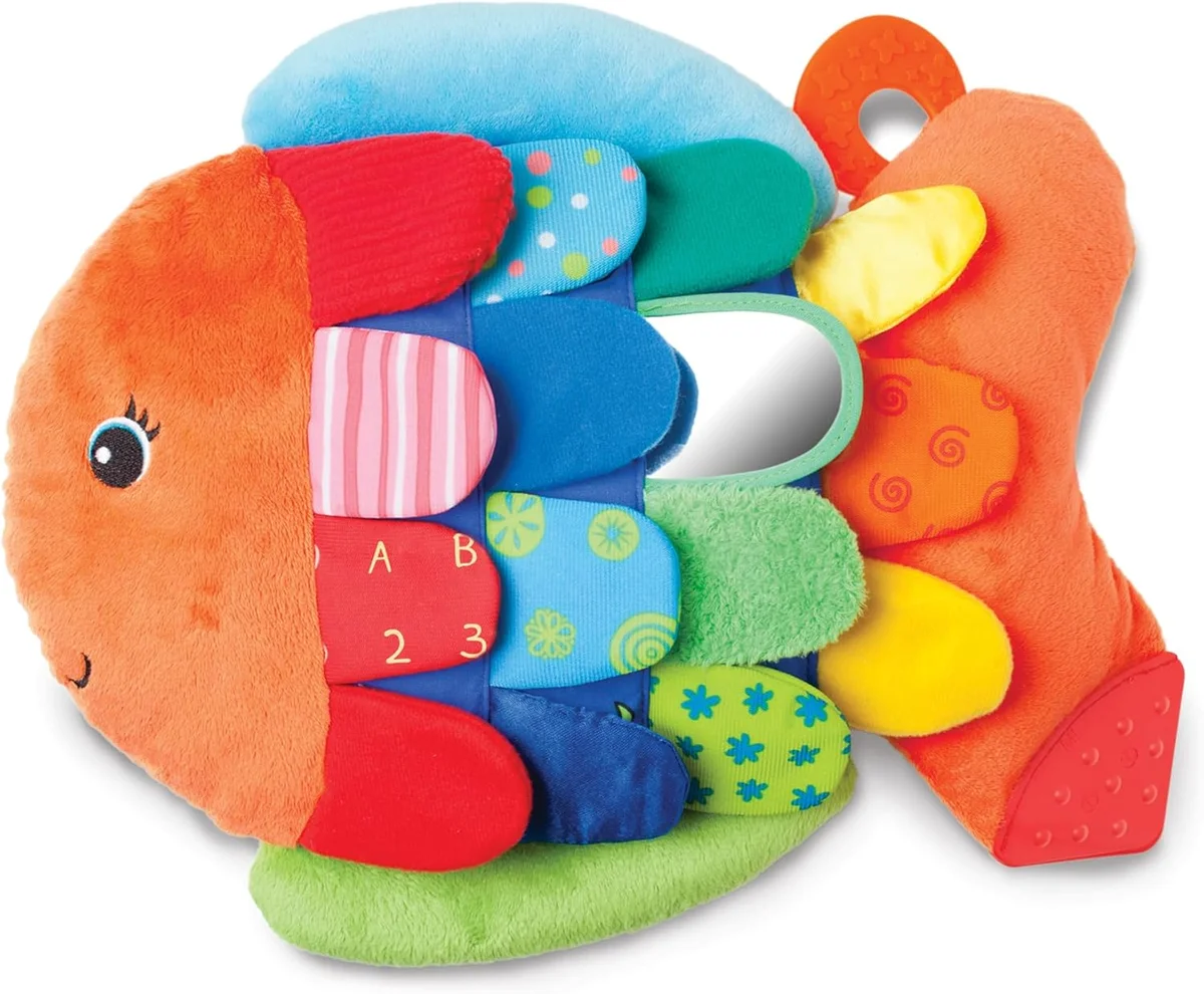 Melissa & Doug Flip Fish Stuffed Animal Soft Baby Book Multi-Textured Squeaking Crinkling New
