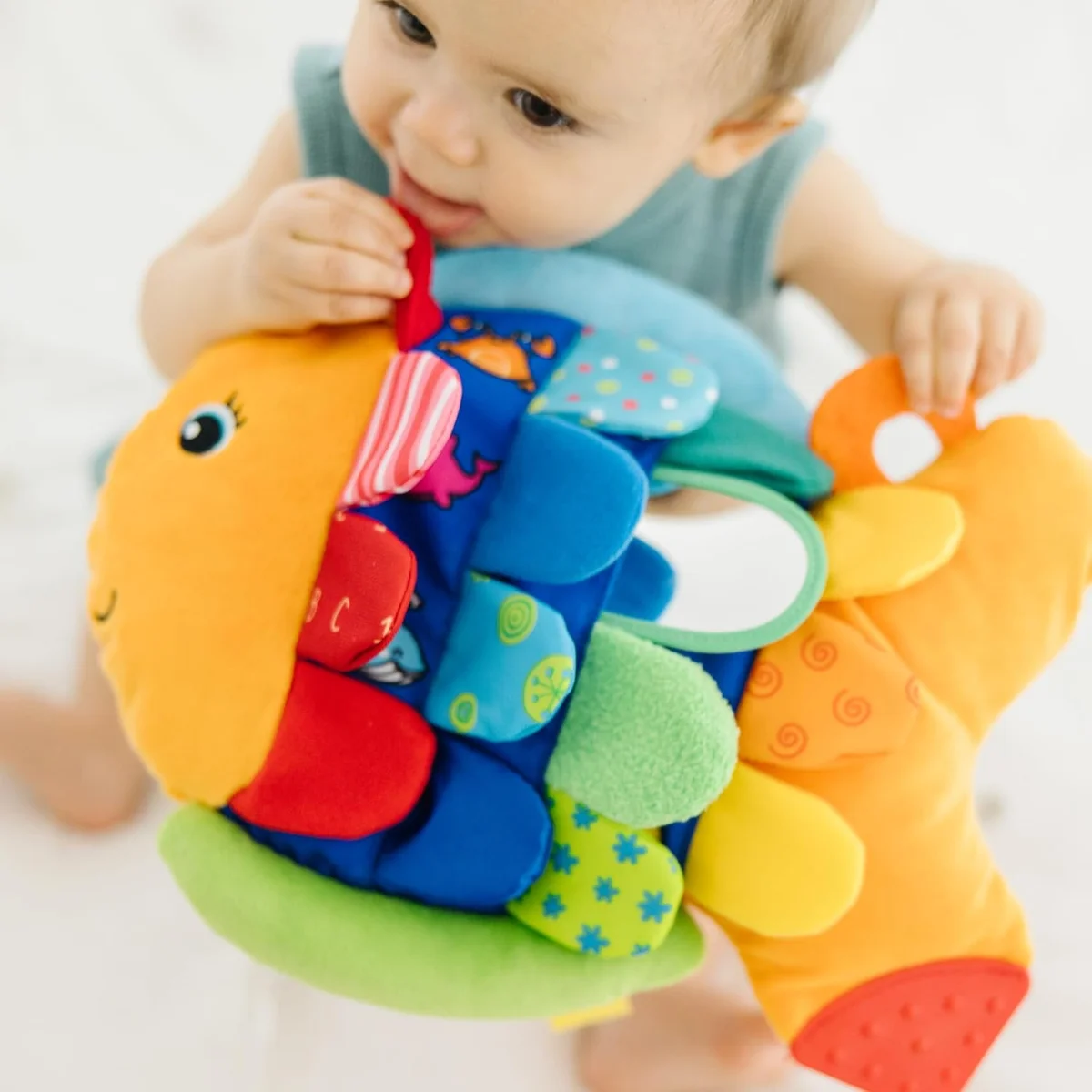 Melissa & Doug Flip Fish Stuffed Animal Soft Baby Book Multi-Textured Squeaking Crinkling New image 2