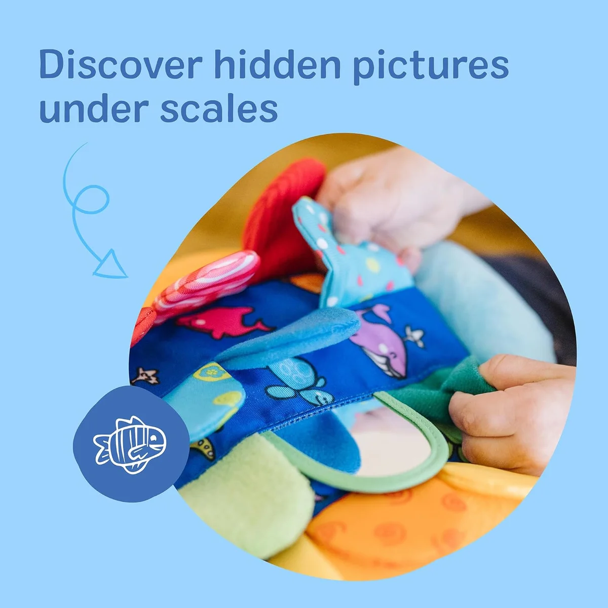 Melissa & Doug Flip Fish Stuffed Animal Soft Baby Book Multi-Textured Squeaking Crinkling New image 3