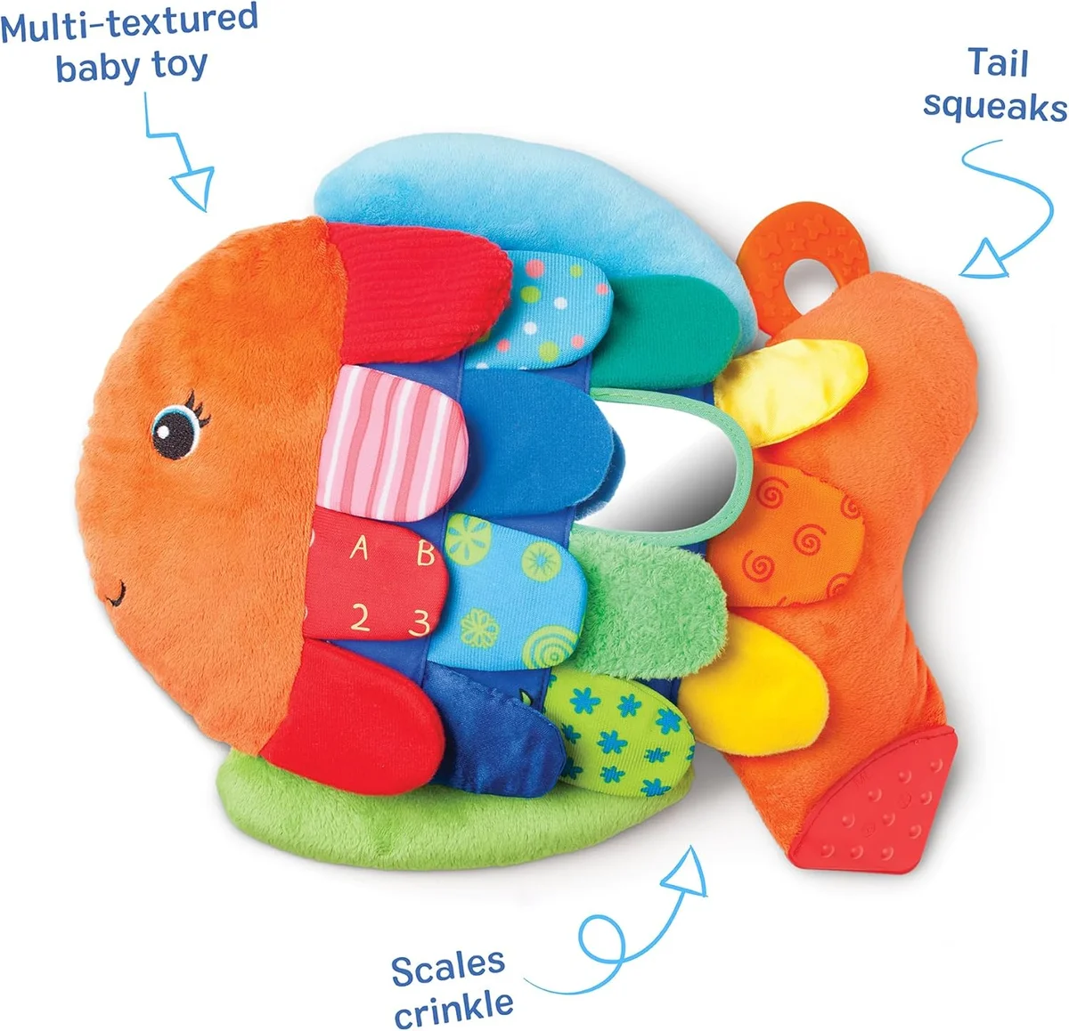 Melissa & Doug Flip Fish Stuffed Animal Soft Baby Book Multi-Textured Squeaking Crinkling New image 5