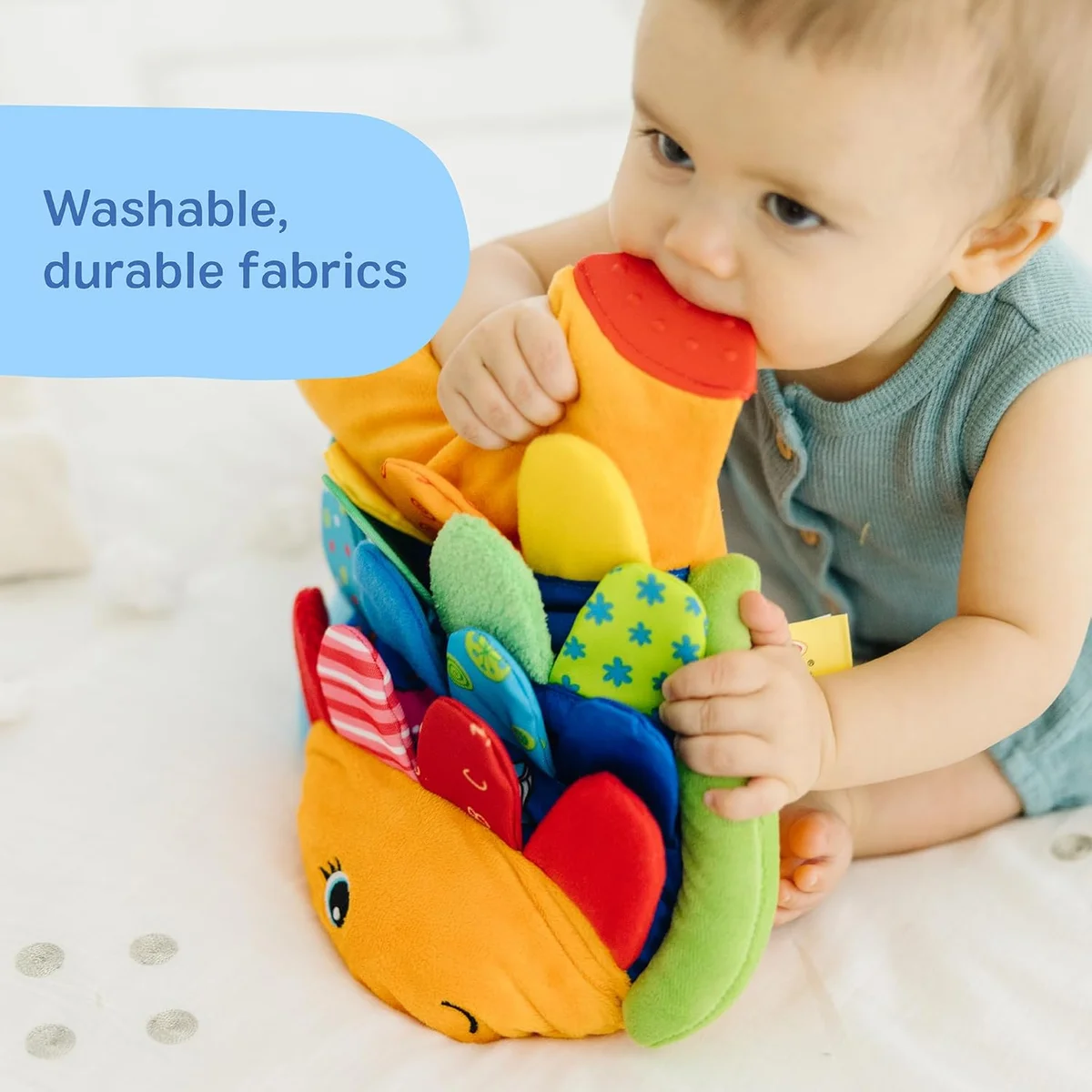 Melissa & Doug Flip Fish Stuffed Animal Soft Baby Book Multi-Textured Squeaking Crinkling New image 8