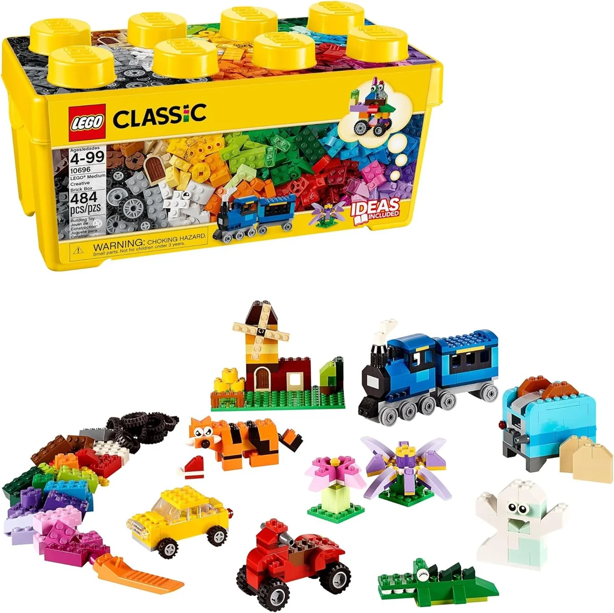 LEGO Classic Medium Creative Brick Box 10696 Building Toy Set Train Car Tiger Figure Multicolor New