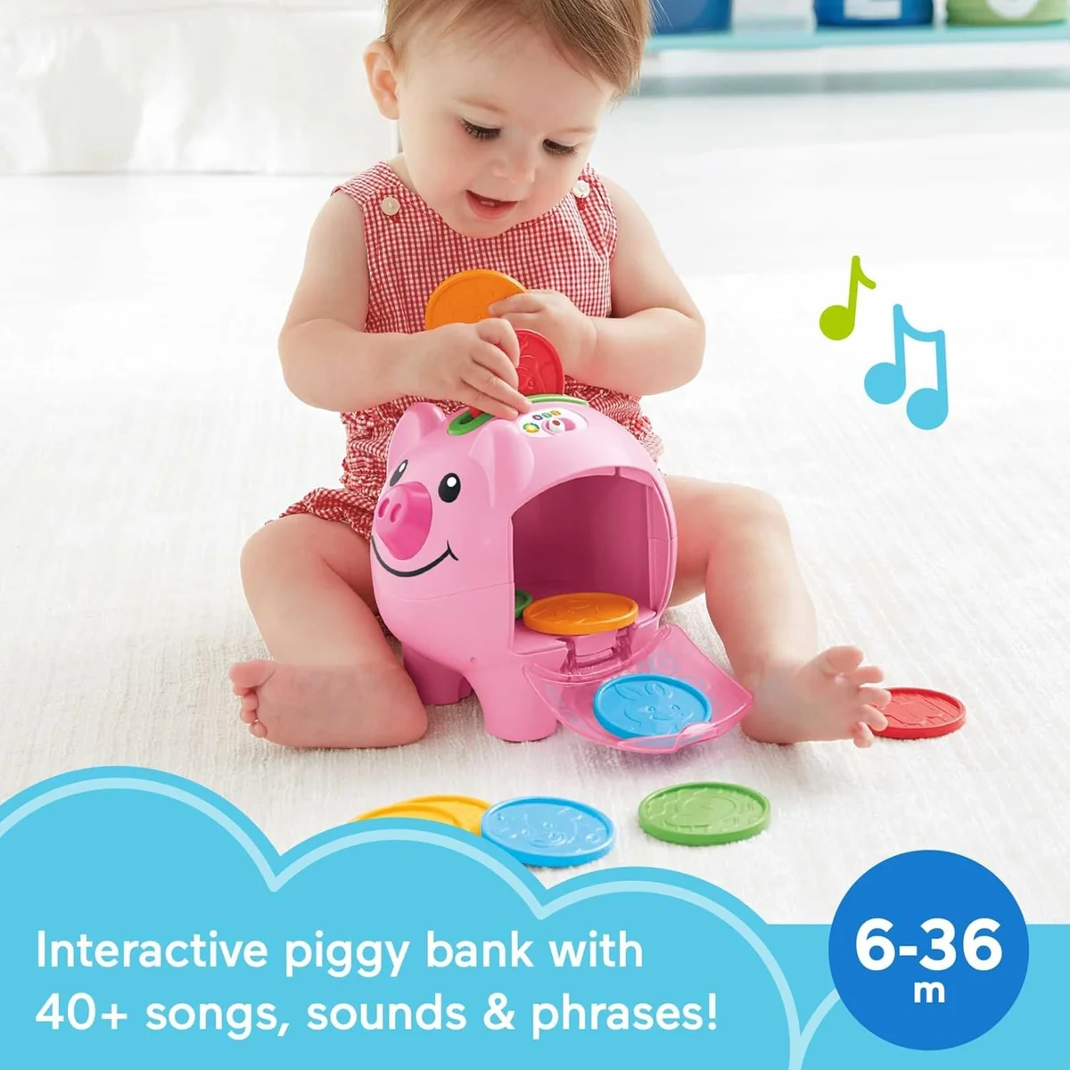 Fisher-Price Laugh & Learn Smart Stages Piggy Bank DGC34 Educational Toy Plastic New image 2