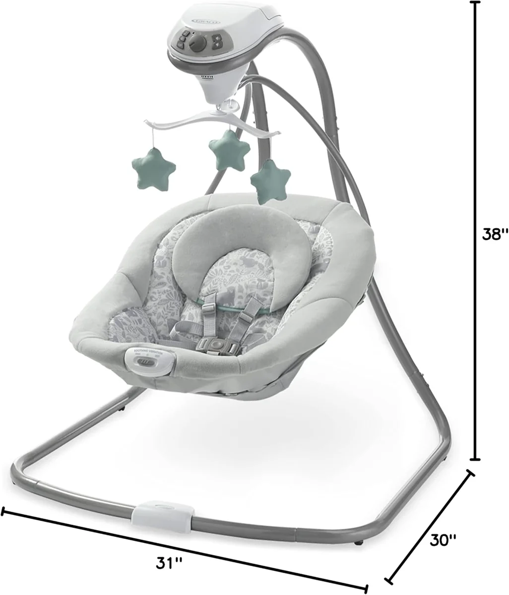 Graco Simple Sway Baby Swing, Side‑to‑Side Motion, Infant Swing with 6 Speeds, Vibration, Ivy image 7