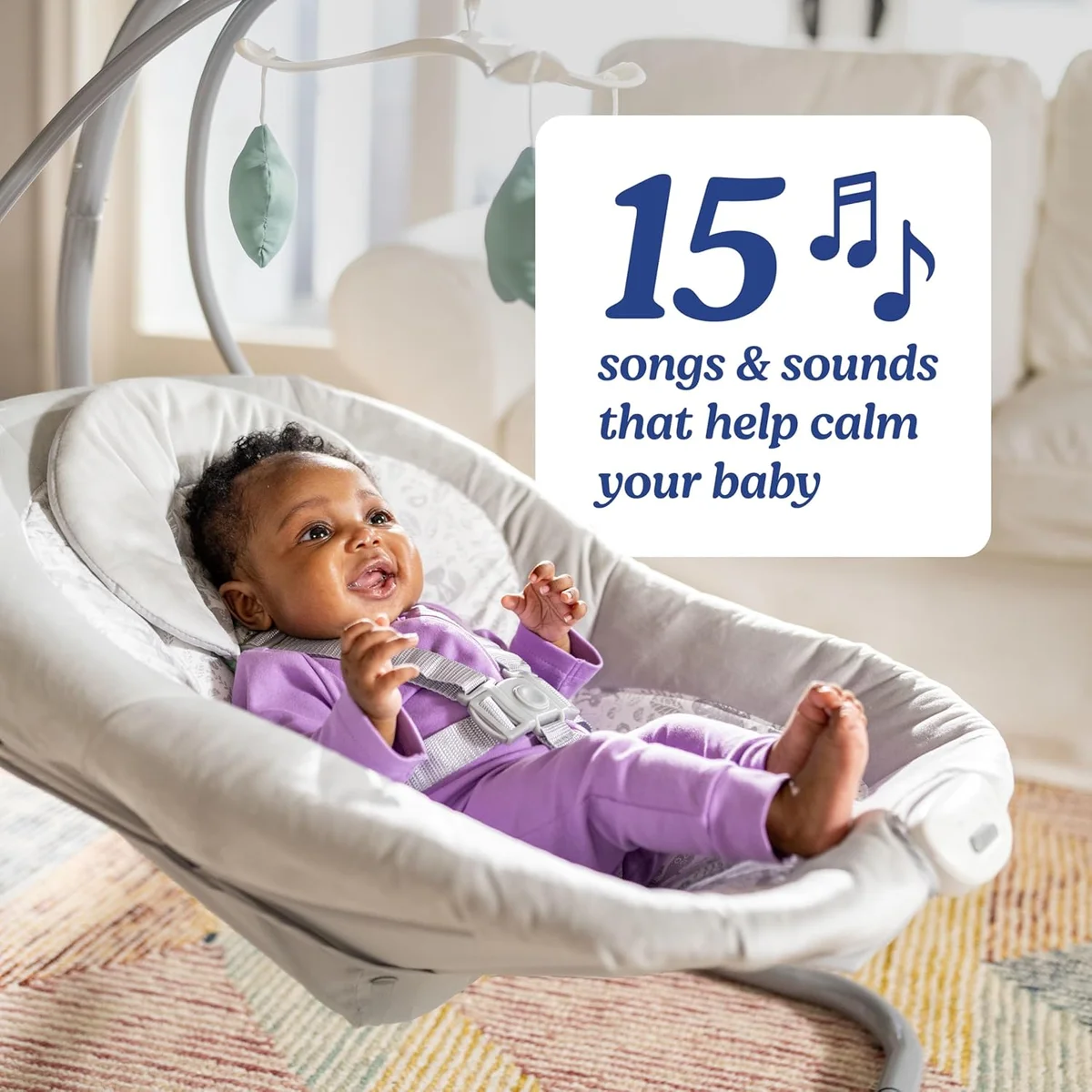 Graco Simple Sway Baby Swing, Side‑to‑Side Motion, Infant Swing with 6 Speeds, Vibration, Ivy image 3