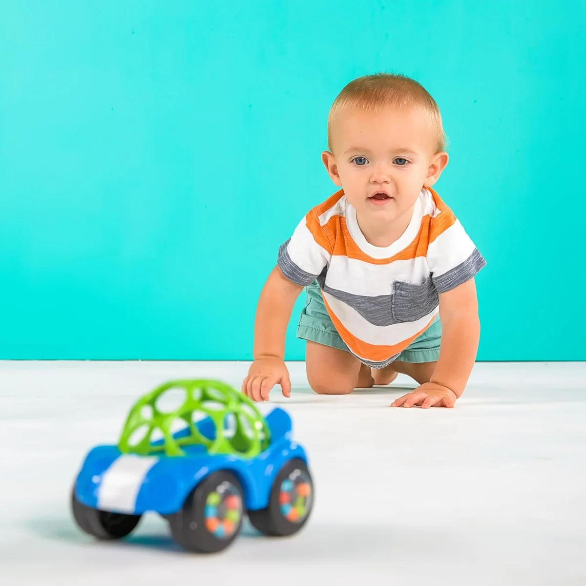 Bright Starts Oball Easy Grasp Rattle & Roll Toy Sports Car 81559 BPA-Free Infant Crawling Toy Blue New image 6
