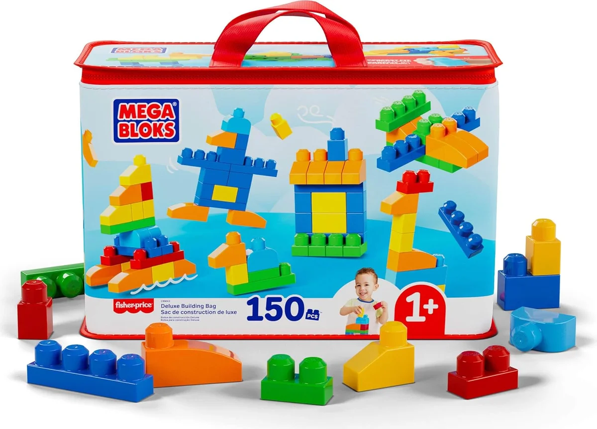 Mega Bloks First Builders Deluxe Building Bag 150-Piece Plastic Blue New