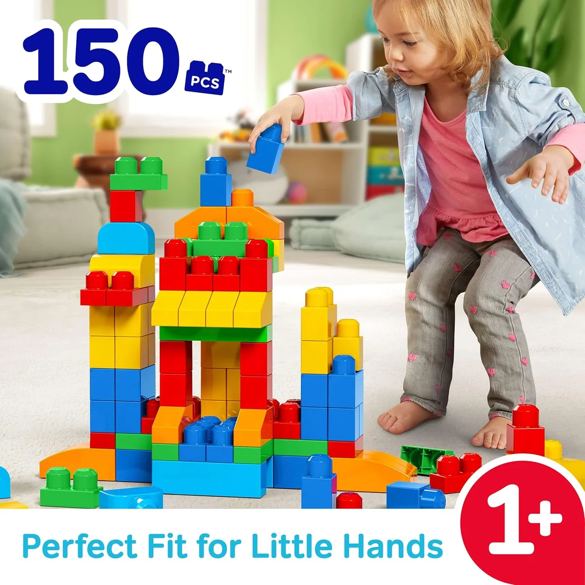 Mega Bloks First Builders Deluxe Building Bag 150-Piece Plastic Blue New image 2