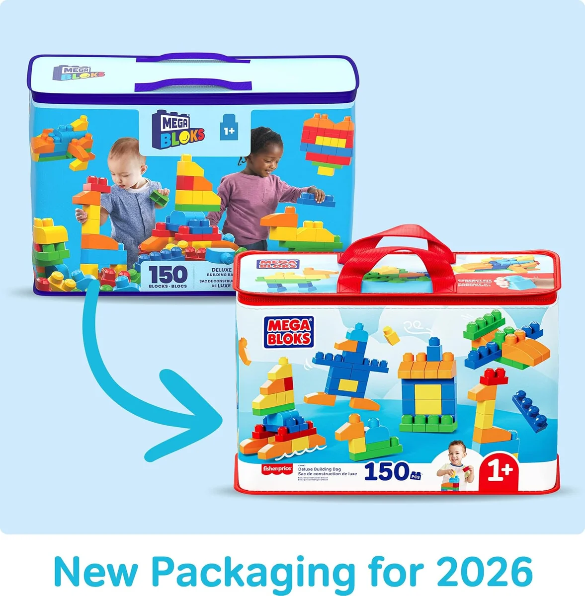 Mega Bloks First Builders Deluxe Building Bag 150-Piece Plastic Blue New image 6