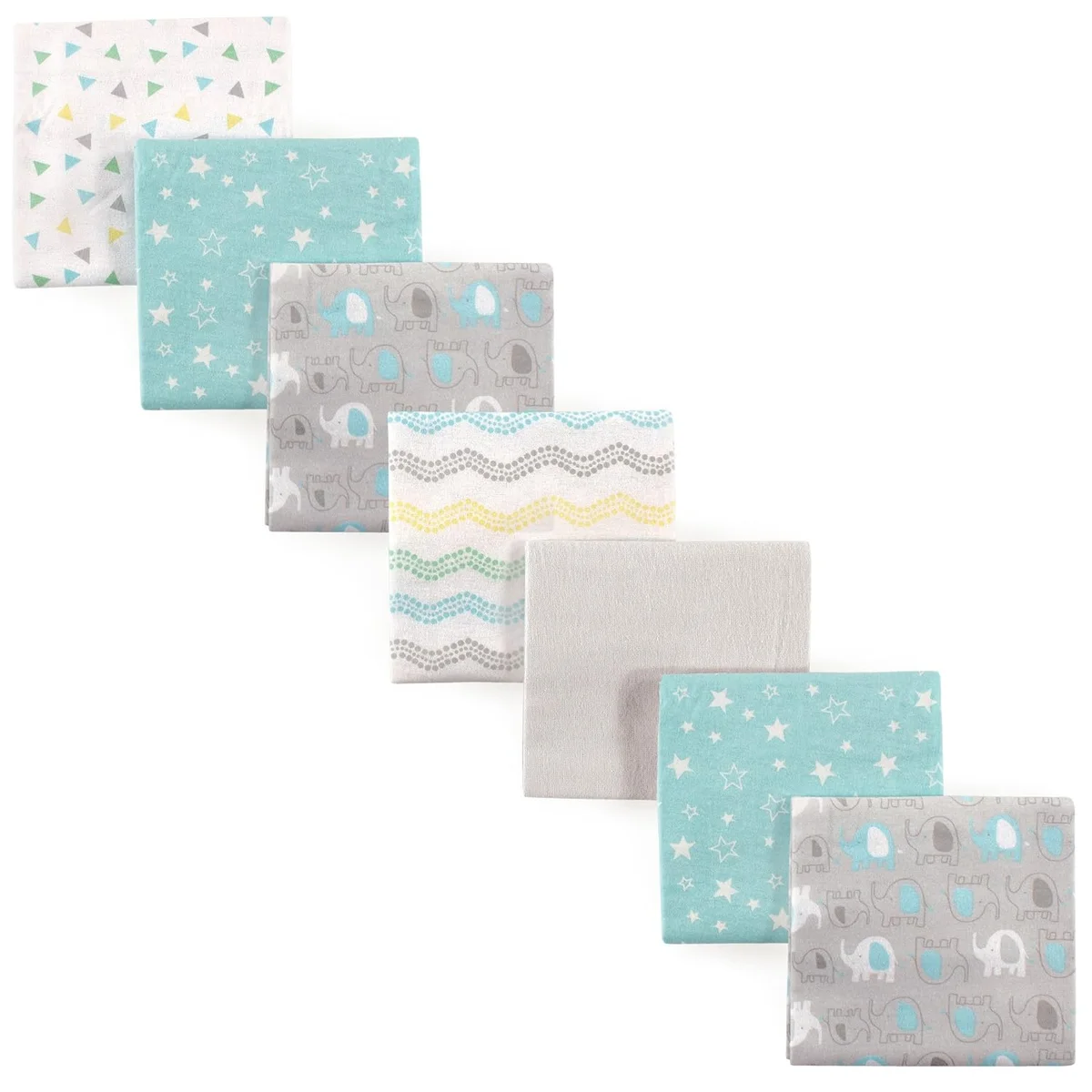 Luvable Friends Cotton Flannel Receiving Blankets 7-Pack Unisex Basic Elephant New