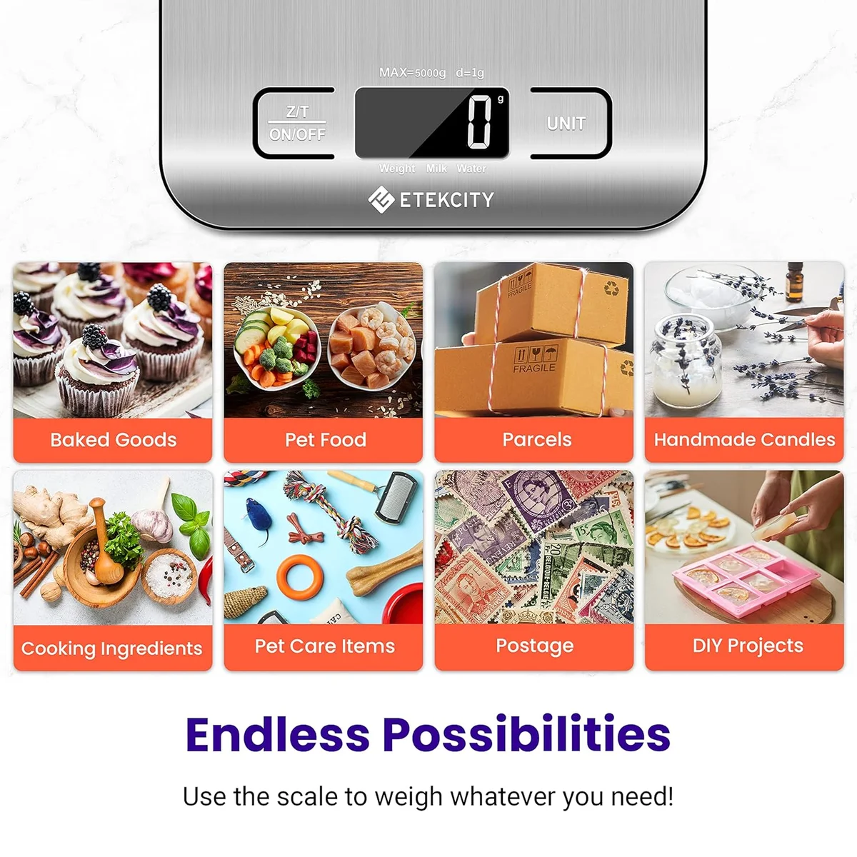 Etekcity Food Kitchen Scale Digital Grams and Ounces 11lb Stainless Steel New image 10