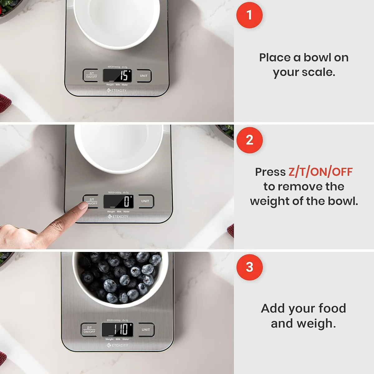 Etekcity Food Kitchen Scale Digital Grams and Ounces 11lb Stainless Steel New image 6
