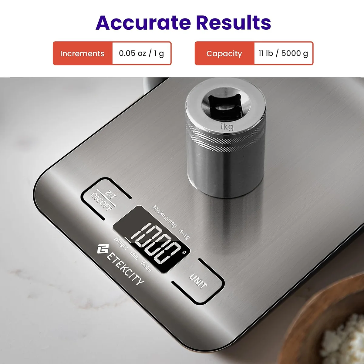 Etekcity Food Kitchen Scale Digital Grams and Ounces 11lb Stainless Steel New image 8