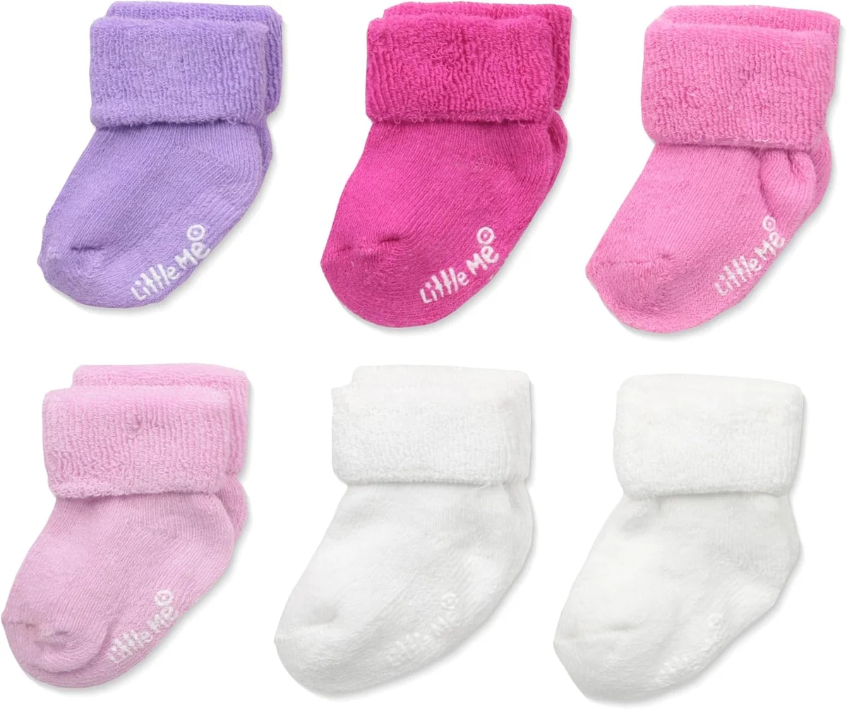 Little Me Baby-Girls 6 Pack Variety Socks 0-6 Months Polyester Purple/Pink/White - New
