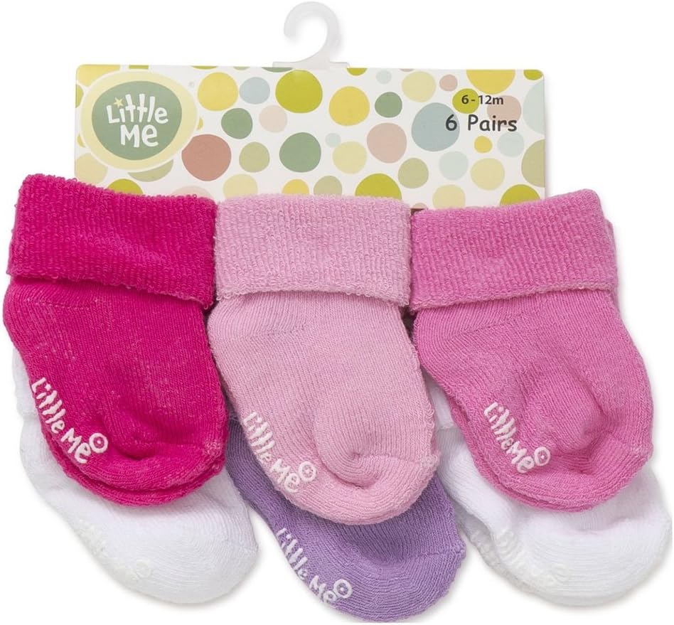 Little Me Baby-Girls 6 Pack Variety Socks 0-6 Months Polyester Purple/Pink/White - New image 3
