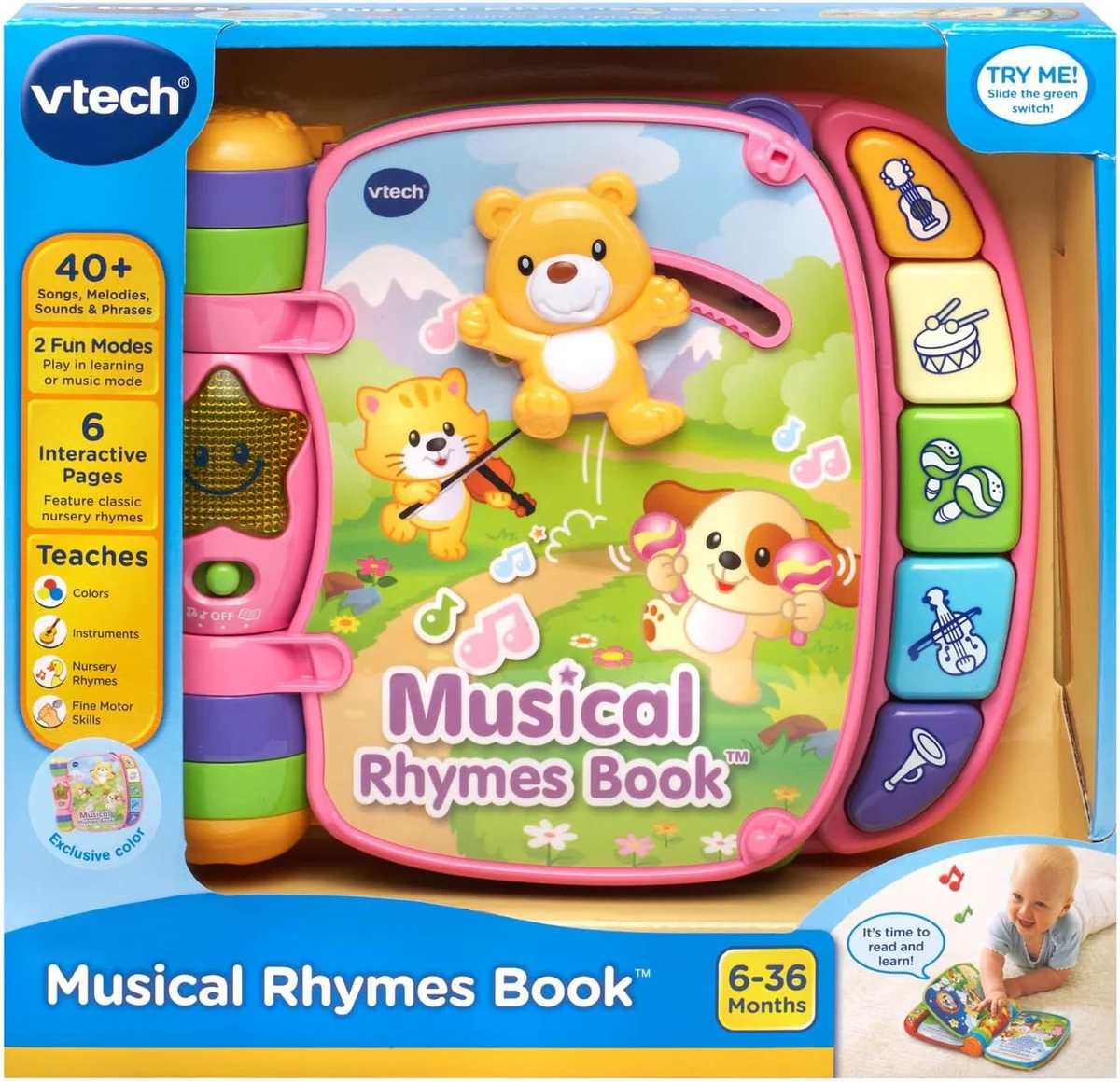 VTech Musical Rhymes Book 80-166710 Interactive Electronic Learning Book Pink New image 7