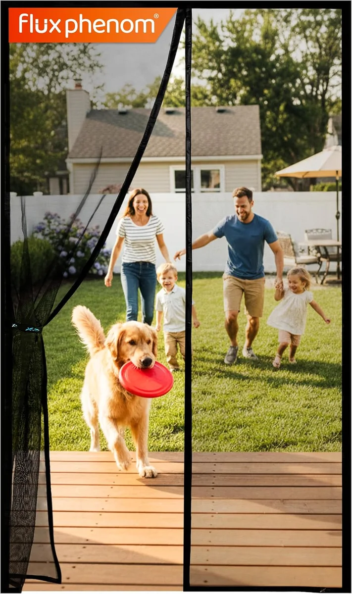 Flux Phenom Magnetic Screen Door 1 Auto-Sealing 52 Magnets Black New