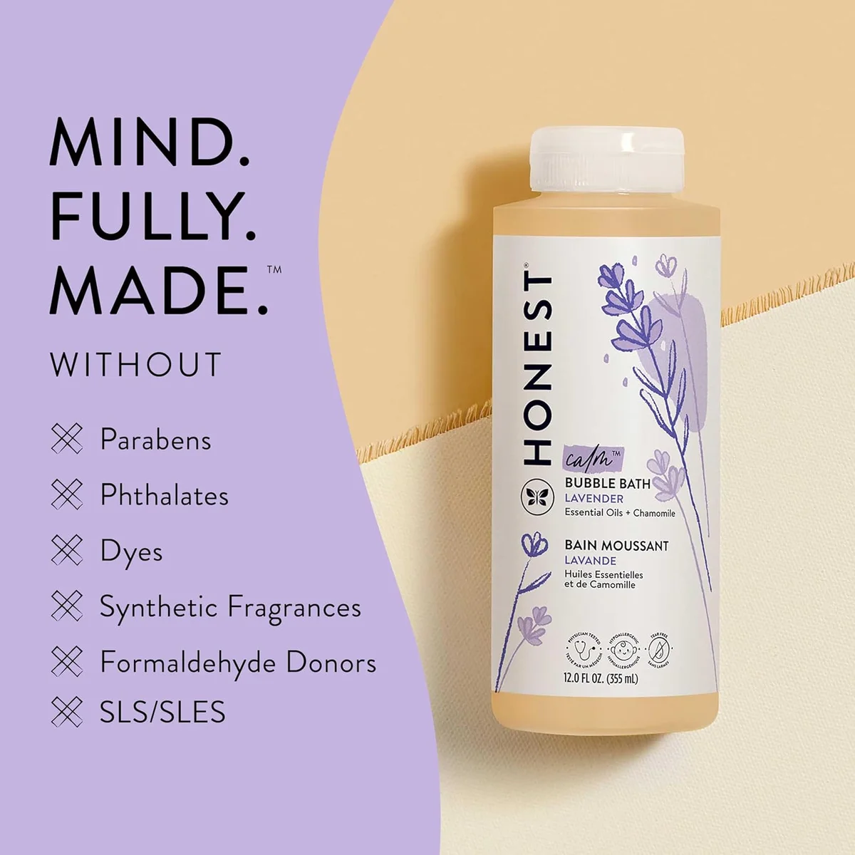 The Honest Company Foaming Bubble Bath & Baby Wash 817810027116 Tear-Free Hypoallergenic Lavender Calm 12 fl oz New image 5