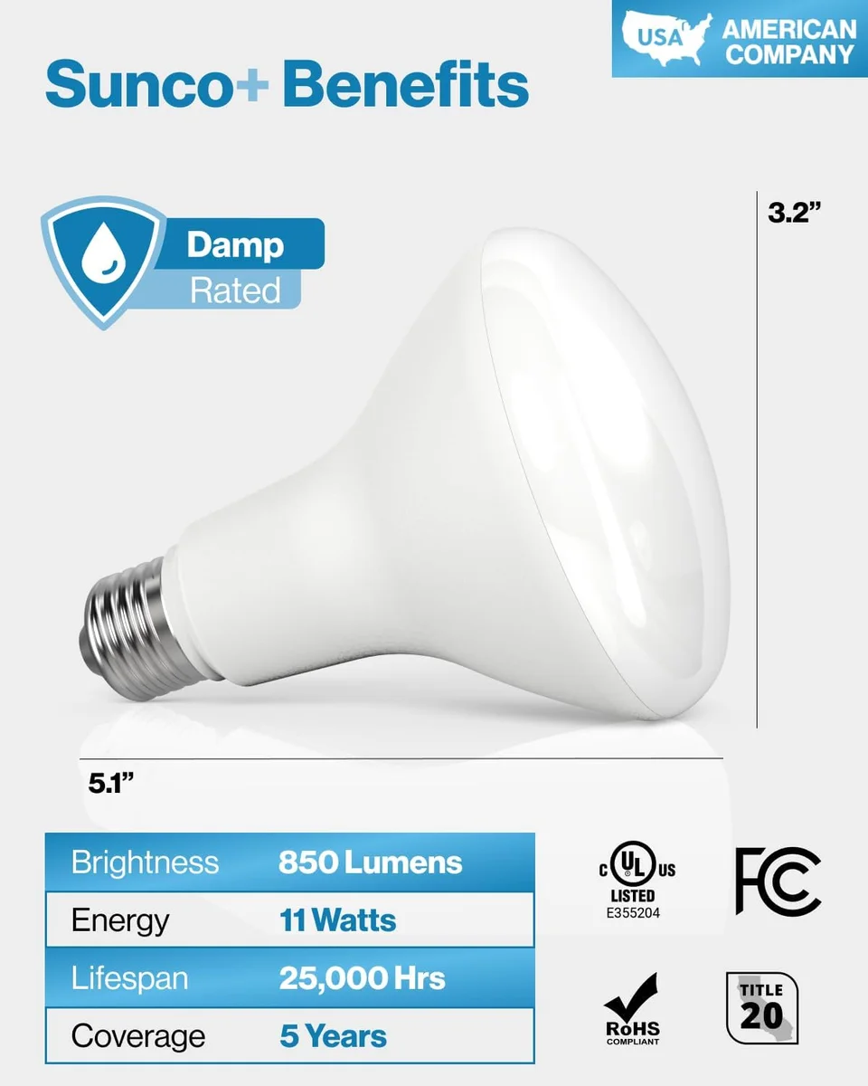 Sunco 12 Pack BR30 LED Indoor Flood Light Bulbs 11W (65W Equivalent) Soft White 2700K - New image 7